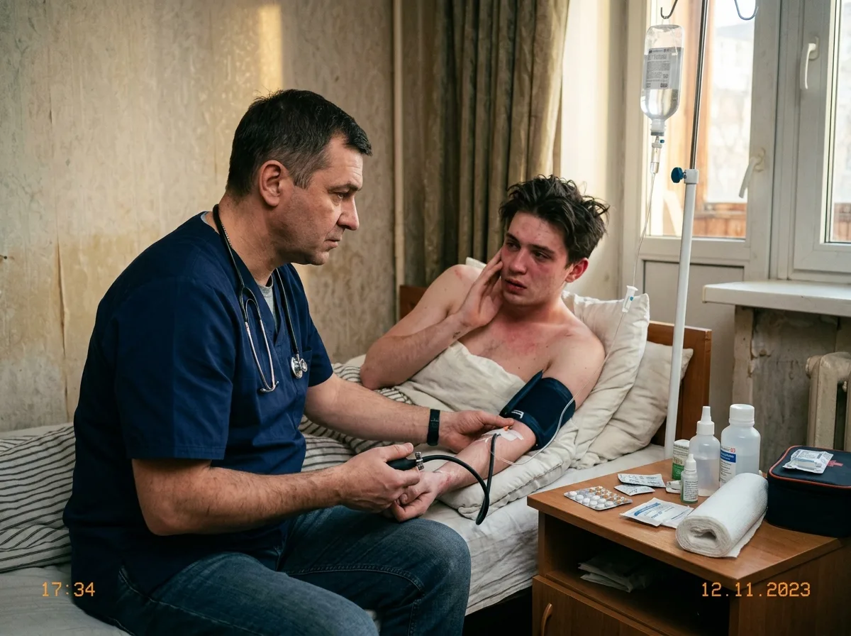 Снятие абстинентного синдрома ломки на дому, врач нарколог помогает наркозависимому пациенту, медицинская помощь в домашних условиях, облегчение симптомов